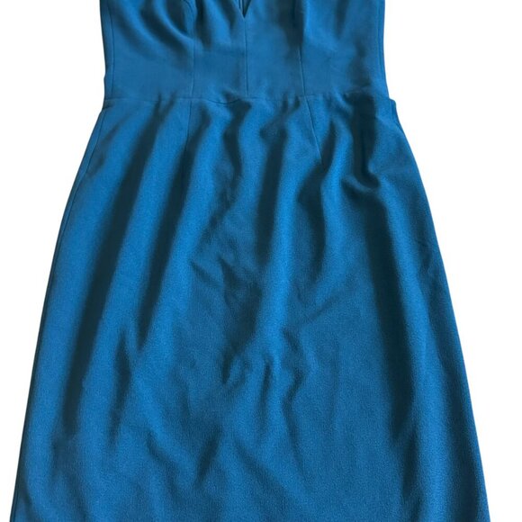 Dress The Population Lyla Crepe Cocktail Dress Peacock Blue Sheath Size 12 - Picture 5 of 13